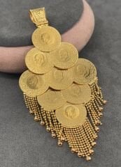 22 AYAR ALTIN DOKUZ ÇEYREKLİ PÜSKÜLLÜ KOLYE UCU