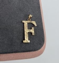 14 AYAR ALTIN F HARFİ KOLYE UCU