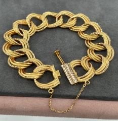 22 AYAR ALTIN ÇİVİ KİLİTLİ SAMANYOLU BİLEKLİK