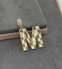 14 AYAR ALTIN M HARFİ KOLYE UCU