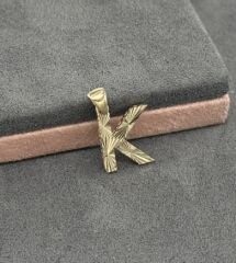 14 AYAR ALTIN K HARFİ KOLYE UCU