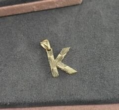 14 AYAR ALTIN K HARFİ KOLYE UCU