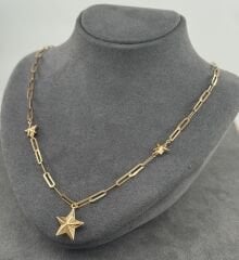 22 AYAR ALTIN YILDIZ KOLYE