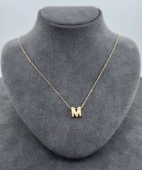 14 AYAR ALTIN M HARFLİ KOLYE