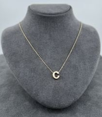 14 AYAR ALTIN C HARFLİ KOLYE