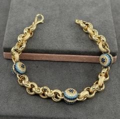 14 AYAR ALTIN DOCH NAZAR BONCUKLU BİLEKLİK