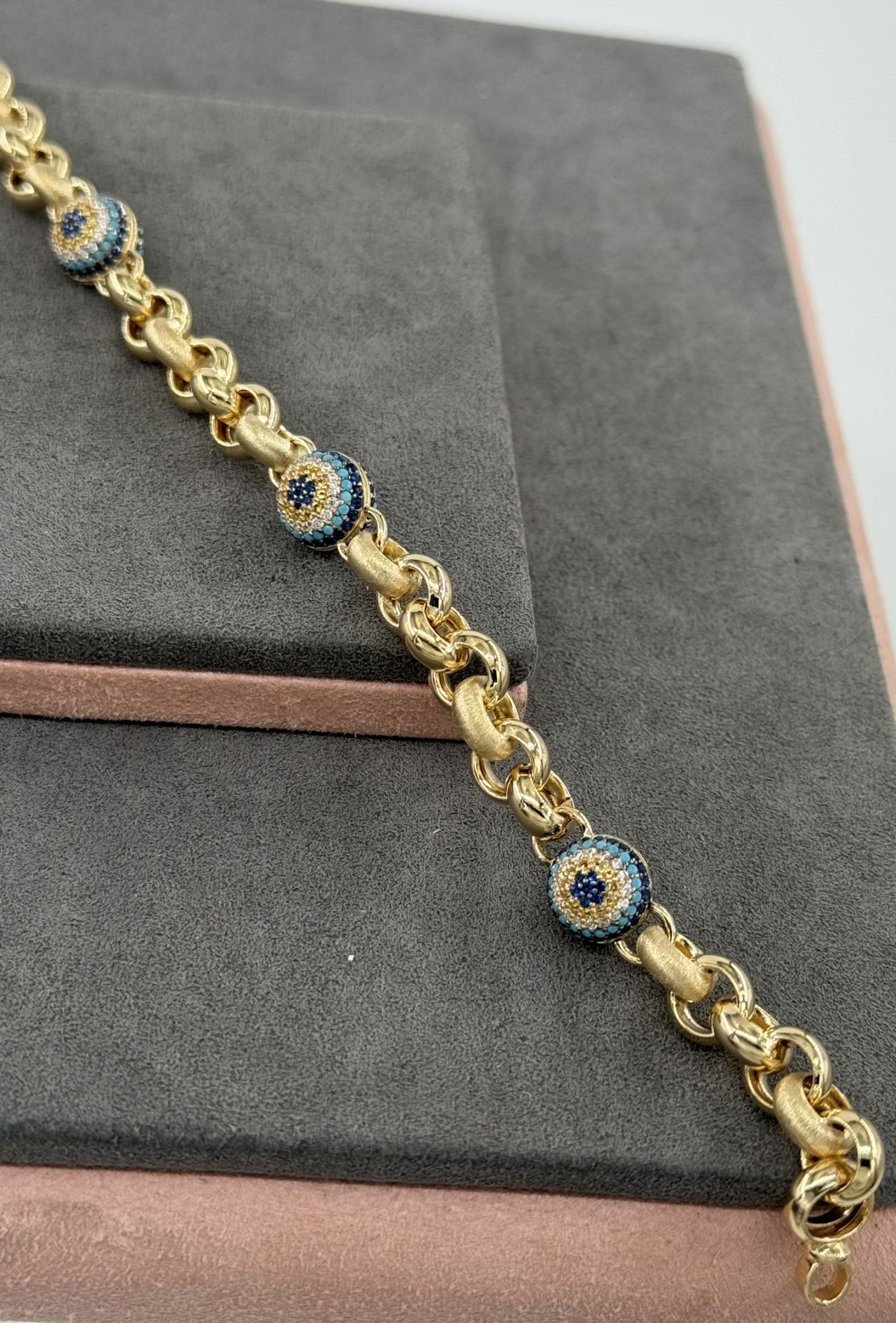 14 AYAR ALTIN DOCH NAZAR BONCUKLU BİLEKLİK