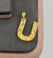 22 AYAR ALTIN U HARFİ KOLYE UCU
