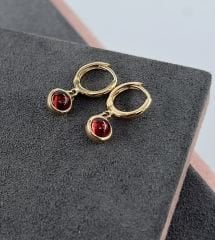 14 AYAR KIZIL TAŞLI HAREKETLİ KÜPE