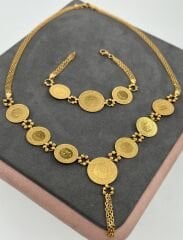 22 AYAR ALTIN HASIR ÇEYREKLİ SET