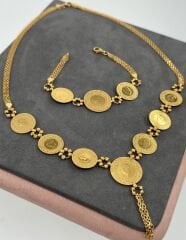 22 AYAR ALTIN HASIR ÇEYREKLİ SET