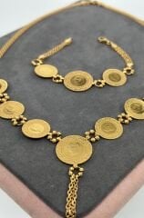 22 AYAR ALTIN HASIR ÇEYREKLİ SET