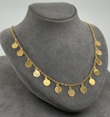 22 AYAR ALTIN SIRALI PUL KOLYE