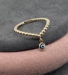 14 AYAR ALTIN NAZAR BONCUKLU YÜZÜK