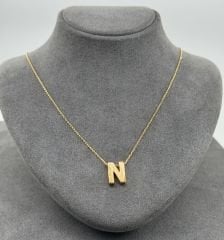 22 AYAR ALTIN N HARFLİ KOLYE