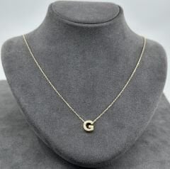 14 AYAR ALTIN G HARFLİ KOLYE