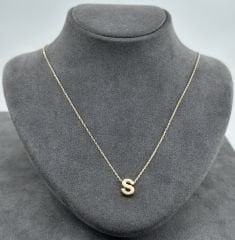 14 AYAR ALTIN S HARFLİ KOLYE