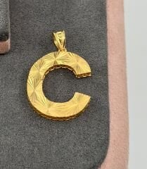 22 AYAR ALTIN C HARFİ KOLYE UCU