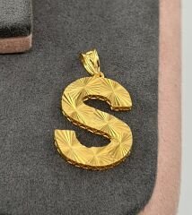 22 AYAR ALTIN S HARFİ KOLYE UCU