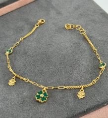 22 AYAR ALTIN ALTIN MİNELİ YONCA BİLEKLİK
