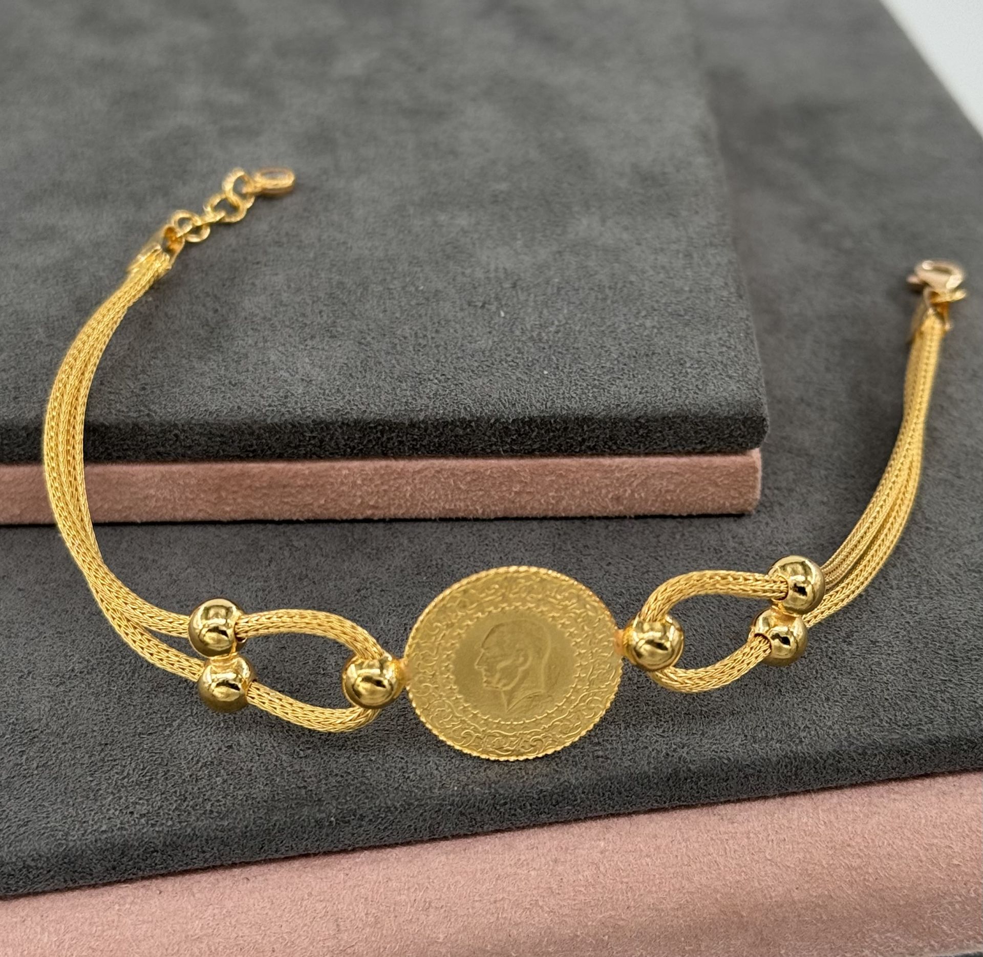 22 AYAR ALTIN HASIR TEK ÇEYREKLİ BİLEKLİK