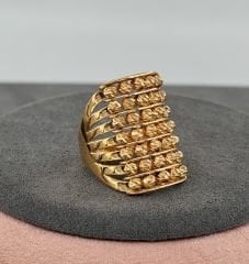 22 AYAR ALTIN YEDİ SIRA DORİKA TOPLU KABURGA YÜZÜK