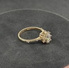 14 AYAR ALTIN OVAL TAŞLI LOTUS YÜZÜK