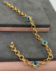 22 AYAR ALTIN DOCH ÜÇ NAZARBONCUKLU BİLEKLİK