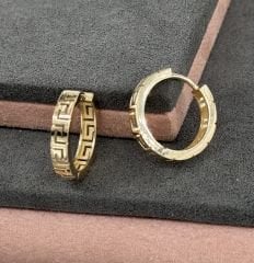 14 AYAR ALTIN 1.8 ÇAPLI GREEK KEY HALKA KÜPE