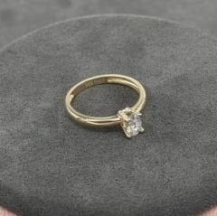 14 AYAR ALTIN OVAL TAŞLI TEKTAŞ YÜZÜK