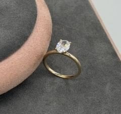14 AYAR ALTIN OVAL TEKTAŞ YÜZÜK