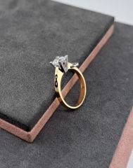 14 AYAR ALTIN KAPLİ TEKTAŞ YÜZÜK