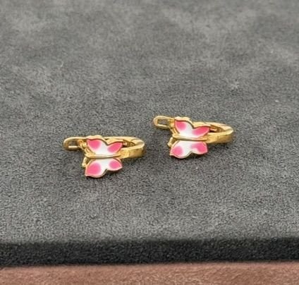 22 AYAR ALTIN MİNELİ KELEBEK ÇOCUK KÜPESİ