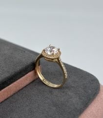 14 AYAR ALTIN OVAL TEKTAŞ YÜZÜK