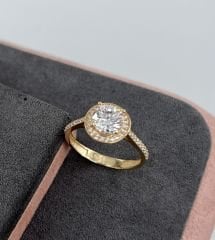 14 AYAR ALTIN OVAL TEKTAŞ YÜZÜK