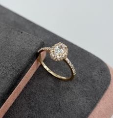 14 AYAR ALTIN OVAL TEKTAŞ YÜZÜK