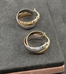 14 AYAR ALTIN ÇİFT RENK 1.8 ÇAPLI HALKA KÜPE