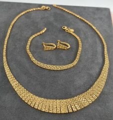 22 AYAR ALTIN KALEMLİ OVAL SET